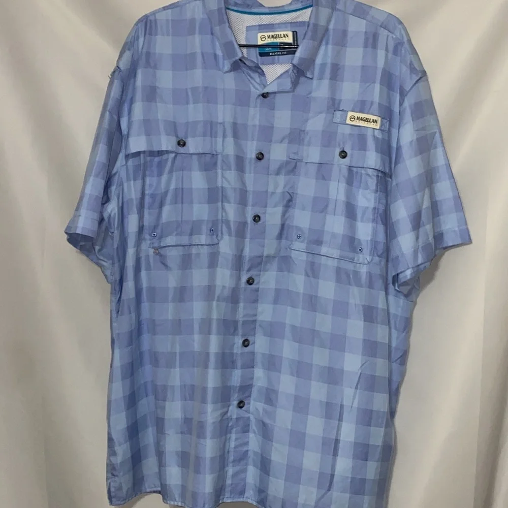 Magellan Fish Gear moisture wicking MENS XL Outdoors Blue‎ Button Down Shirt